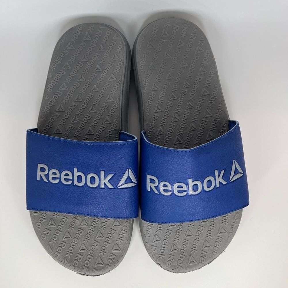Reebok Boys Blue and Gray Slides Sz 5